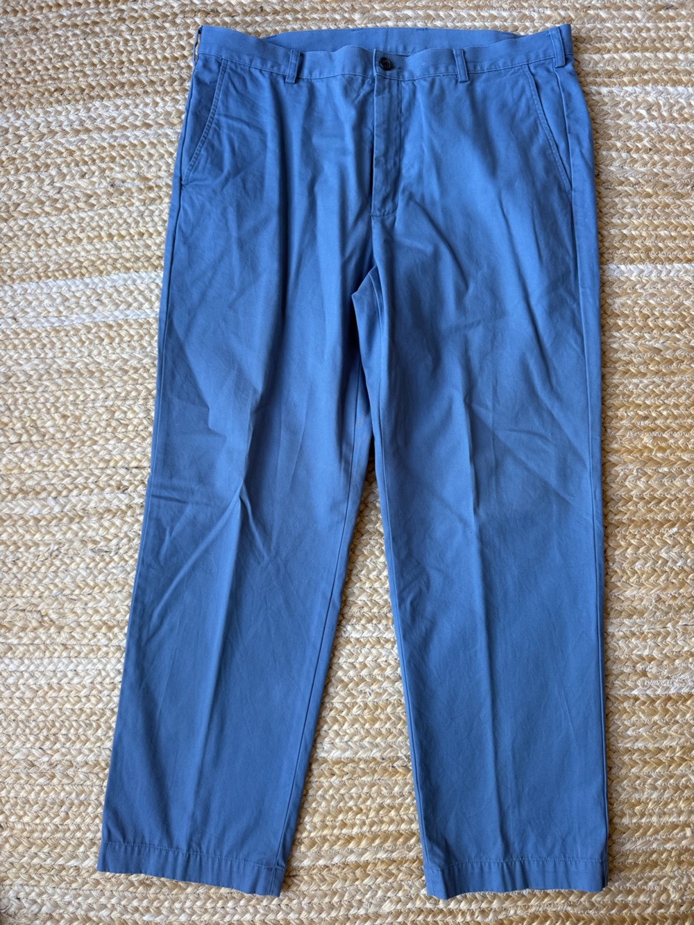 Brooks Brothers 346 Cotton Slate Blue Pants Trousers 38 X 30 Flat Front GUC